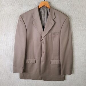 Rizzoli Jacket Mens 44R Brown Check‎ Blazer Poly Blend 3 Button Suit Coat Italy